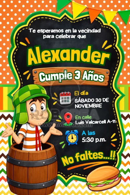 Invitación de Cumpleaños El Chavo del 8 – Editable en Canva - Vista previa de plantilla editable en Canva
