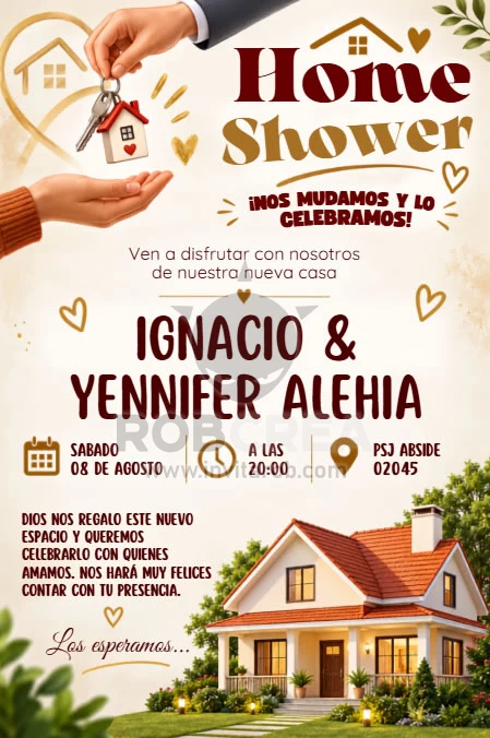 Invitación Home Shower – Celebración de Casa Nueva Editable en Canva